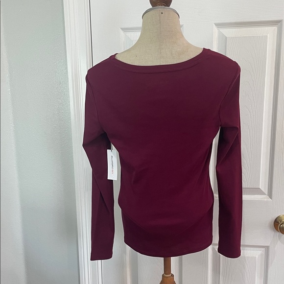 Liz Claiborne V-Neck Long Sleeve Top Burgundy red women’s size S - Picture 4 of 8